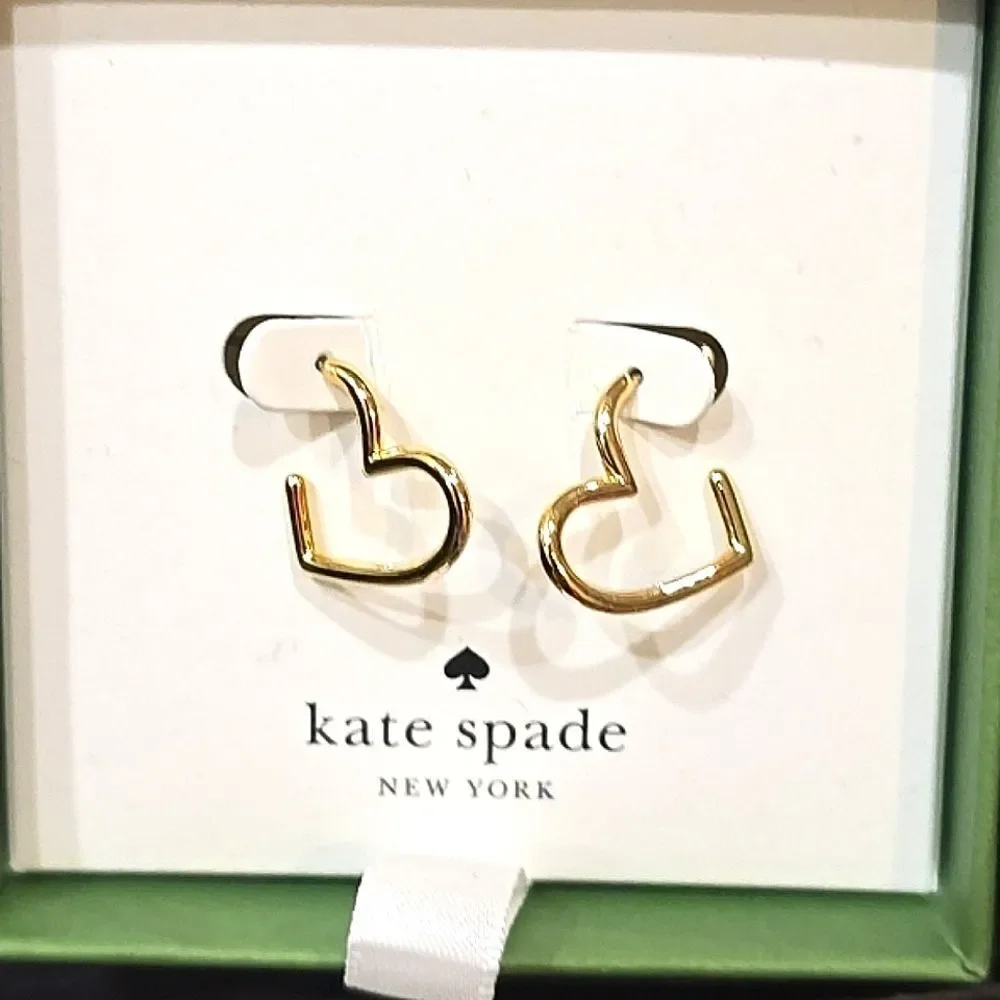 Kate Spade‎ Heart-Shaped Huggie Earrings- Gold
